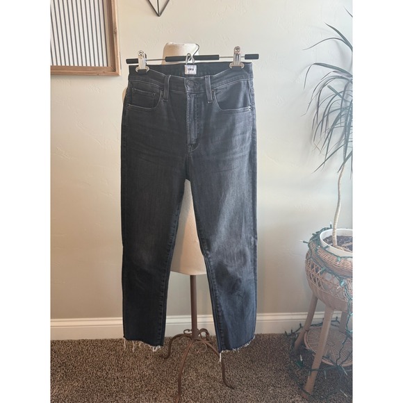 Edwin Denim - EDWIN Women's Black High Rise Straight Leg Raw Hem Denim Jeans